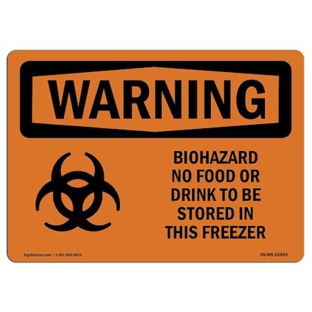 Signmission Safety Sign, OSHA WARNING, 18" Height, 24" Width, Aluminum, Biohazard No Food Or Drink, Landscape OS-WS-A-1824-L-12499